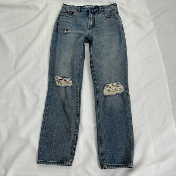 Free People Size 26 Distressed High Waist Straight Ankle Jeans - Picture 9 of 13
